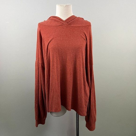 NWT PROJECT SOCIAL T Orange‎ Ribbed Hooded Sweater (XL) - Picture 2 of 8